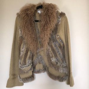 My tribe rabbit fur trimmed knit sweater Sz Small